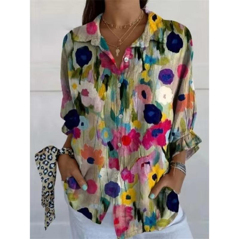 Women 3d Printed Animal Casual Long Sleeve Hawaiian Shirt