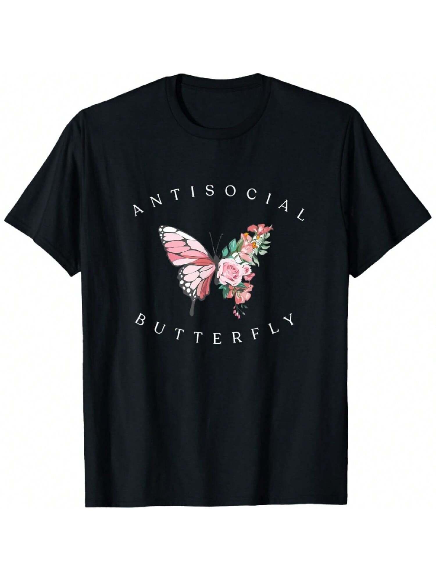 Anti-Social Colorful Butterfly Sarcastic Introvert T-Shirt S разноцветный