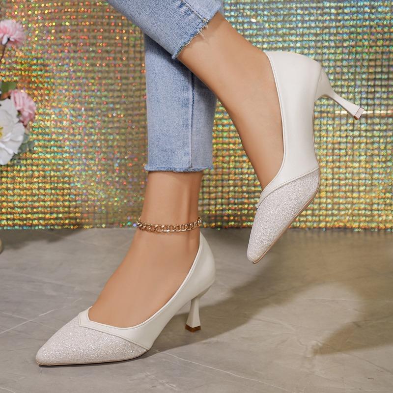 Modă 2024 Sexy Pantofi cu Toc Înalt cu Vârf Ascuțit pentru Femei Pantofi Rafinați de Nuntă Mireasă Casual Modă Pompe Elegante Simpli Pantofi Stiletto pentru Femei