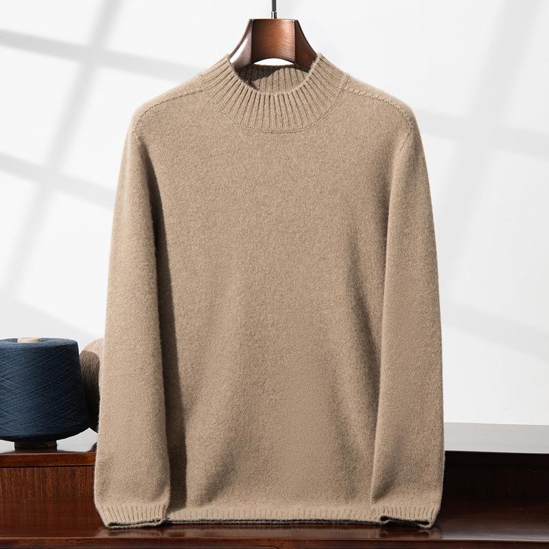 Men's High Neck Thickened Cashmere Sweater: Loose Fit, Plus Size, Warm Knit Base Layer for Autumn/Winter.