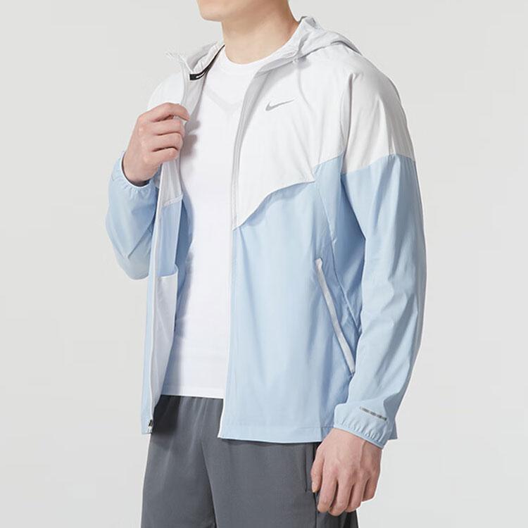 Nike Fargeblokk Logo Spleiset Trenings Casual Hettejakke Herrejakker Lyseblå FB7541-094