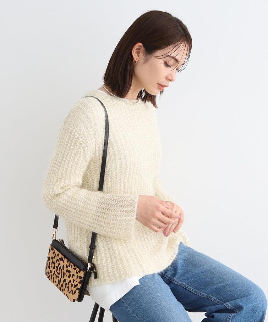 INDIVI Hairy Loose Knit 12719432 Light Gray Size 38 Knitwear/Sweater [Washable/Mohair Blend] Lamé Women's (011) (M)