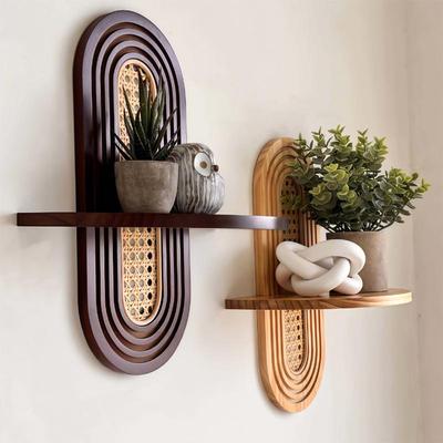 1 Stück Solides Robustes Regal Naturholz Böhmisch Wand Minimalistisch Rattanwebe Platzsparend Montiert Mehrzweck