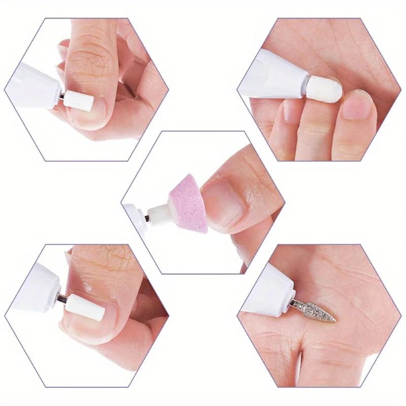 3/4/5Pcs Nail Drill Bits Set With Assorted Grinding Heads Clear Case For Diy Manicure Pedicure Polishing