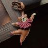 Ballet Bear Original Design Handmade Leather Car Key Bag Pendant Elegant Cute Gift Female Keychain