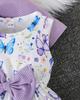 2PCS Baby Girl Butterfly Print Dress with Ruffle Cardigan, Sleeveless Dress & Knit Jacket Set