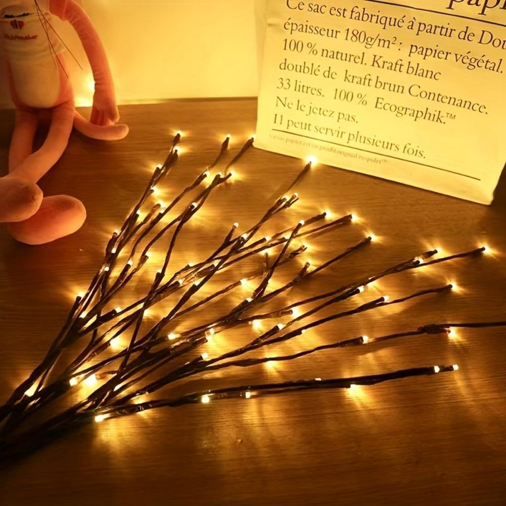 1 PC branch light battery powered 20 LED light strings home DIY decoration, warm white or color without battery