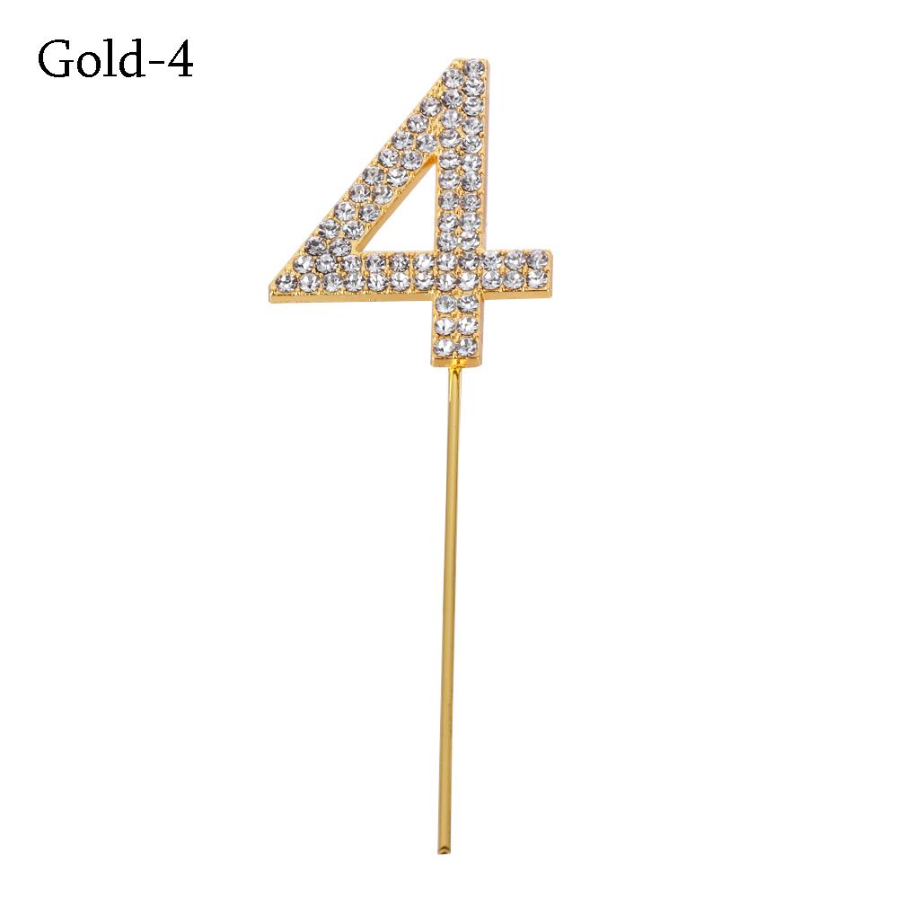 1PC Number"0-9" Cake Topper Gold Diamond-studded Cake Topper for Dessert Anniversary Birthday Party Decoration Wedding Supplies