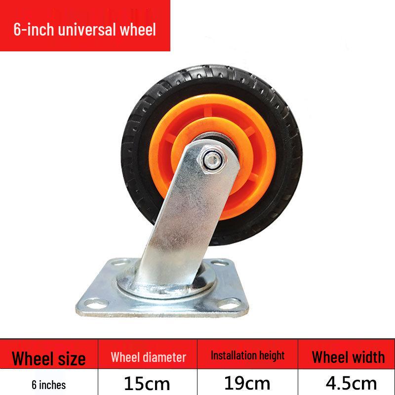 5" Solid Rubber Flat Cart Caster, 6" Industrial Caster, 8" Directional Movable Heavy Duty Load Bearing