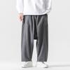 2024 Autumn/Winter Men's Cotton Linen Harem Pants - Chinese Style Patchwork, Casual Wide-Leg