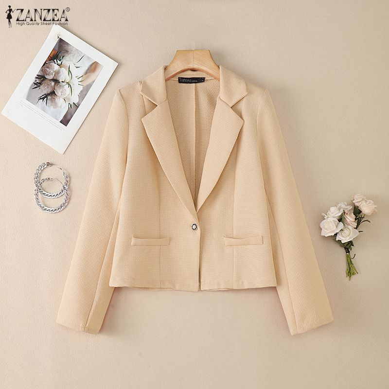 ZANZEA Women Casual Turn Down Collar Long Sleeve Classic Blazer