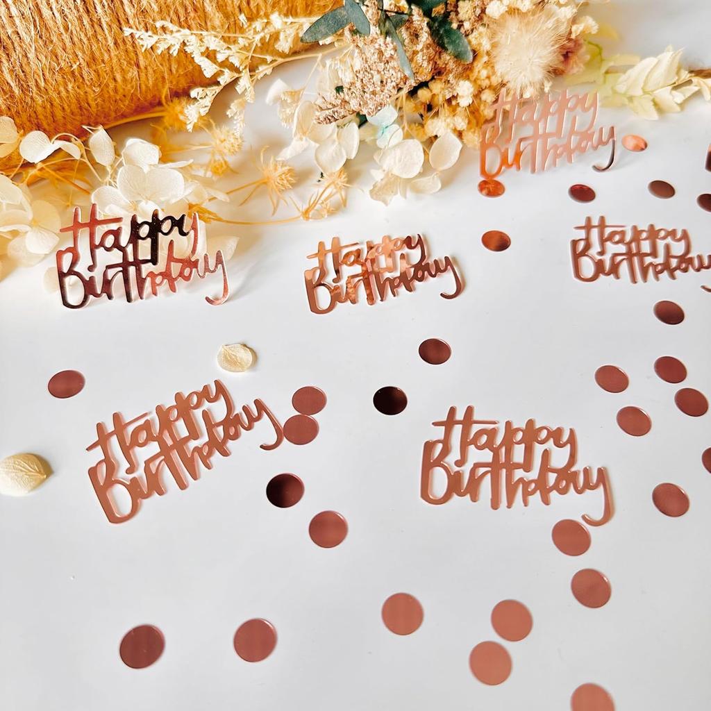 Rose Gold Birthday Confetti for Table Decor,271 PCS Glitter Happy Birthday Decorations for Party Supplies,Table Confetti