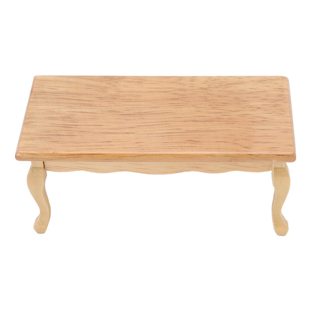 Domeček pro panenky Konferenční stolek 1/12 Březové dřevo Obdélníkový Miniaturní Čajový stolek pro Nábytek do domečku pro panenky