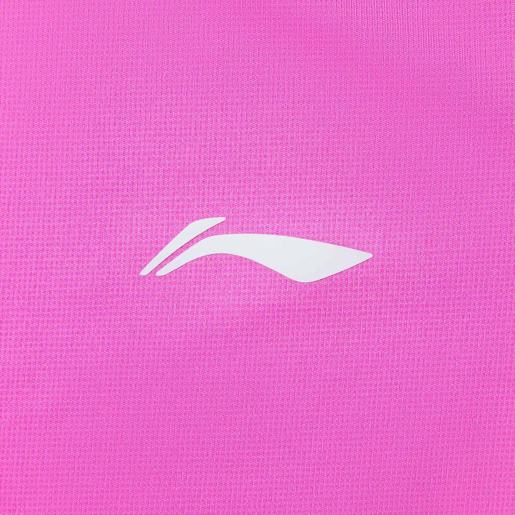 Li Ning Breathable Knitted Round Neck Pullover Short Sleeve T-Shirt Women Tops Fluorescent-Pink Purple Red ATSV004-4