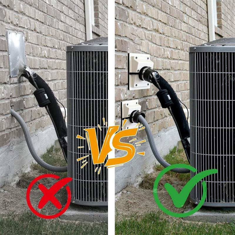 Hvac Wall Penetration & Line-Set Cover Kit Split System Adjustable Indoor/Outdoor Ac Line Set Sleeve, Water Butt Connector Kit