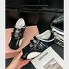 Inner Height Increase Velcro Hollow Sports Soft Leather Mary Jane Shoes Women's 2025 Summer Versatile Casual Training Shoes Tide