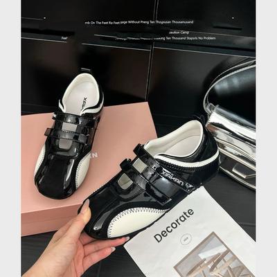 Inner Height Increase Velcro Hollow Sports Soft Leather Mary Jane Shoes Women's 2025 Summer Versatile Casual Training Shoes Tide