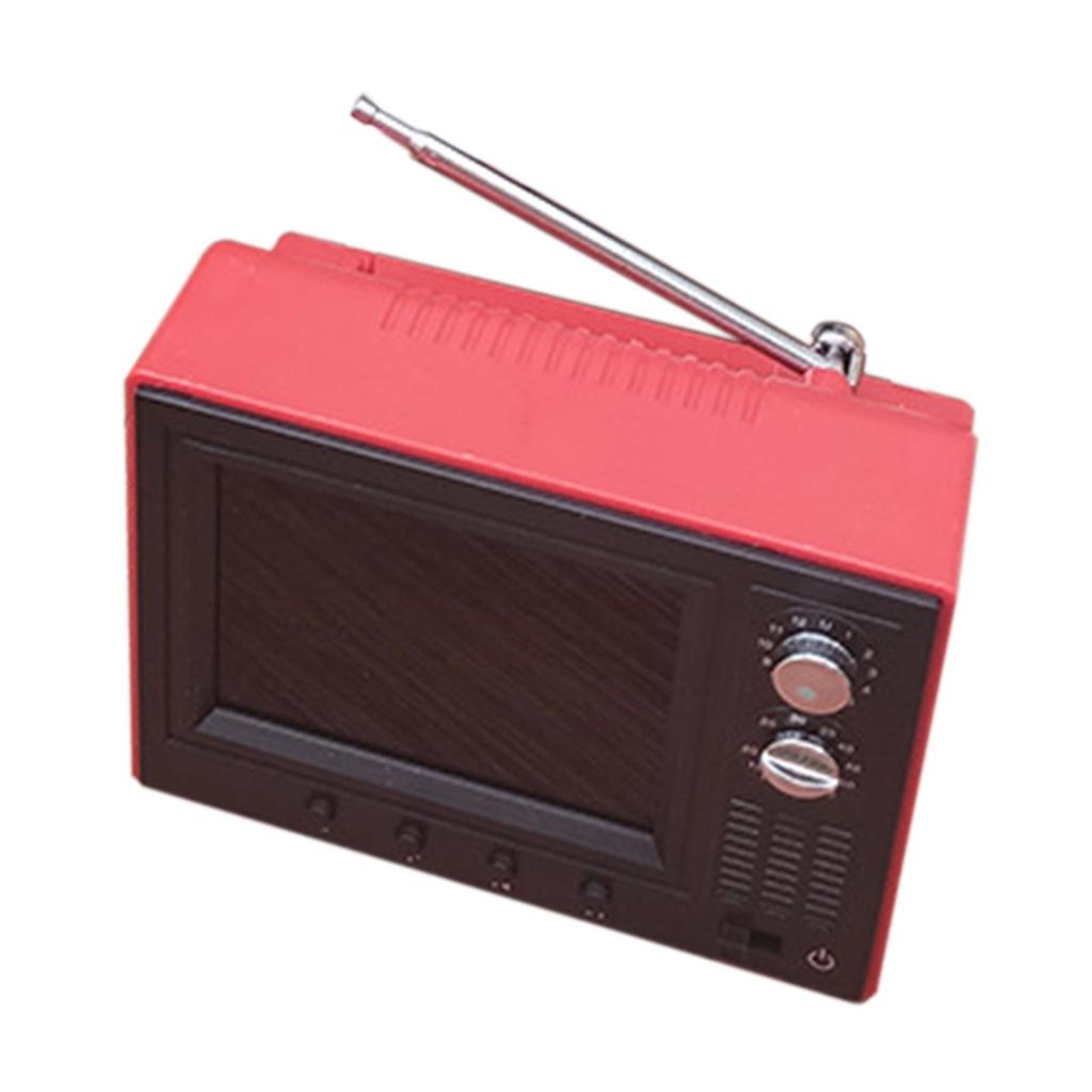 Mini Working TV for Dollhouse, 12TH Scale Miniature Doll Furniture Decor, Miniature TV, Tiny Television Toy Mini TV Furniture