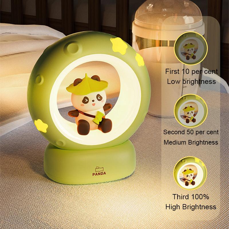 LED Panda Astronaut Bedside Sleeping Night Light USB Charging Children Eye Protection Lamp Lighting