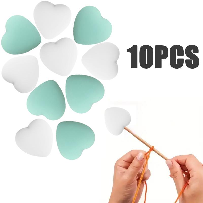 8/10/12PCS Multicolor Heart Stitch Needle Tips Stoppers Silicone Knitting Needle End Caps Cute Knitting Needle Point Protectors