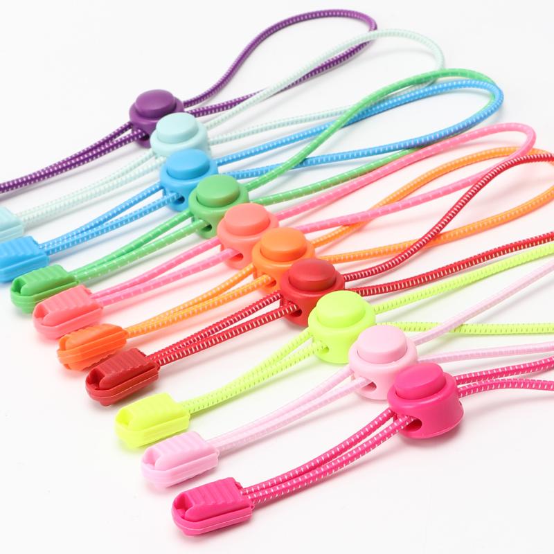 1 Pair No Tie Shoelaces Round Push The Spring Lock Sports Elastic Shoelace Suitable for All Shoes Lazy Laces Shoe Accessories