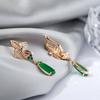 Kienl New  Rose Gold Long Earring For Women Vintage Green Natural Zircon Flower Drop Earrings Bride Wedding Jewelry