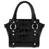 VIVIENNE WESTWOOD Classic Saturn Logo Magnetic Closure Leather Tote Bag Mini Women Handbags Black 48030002WL0099N401
