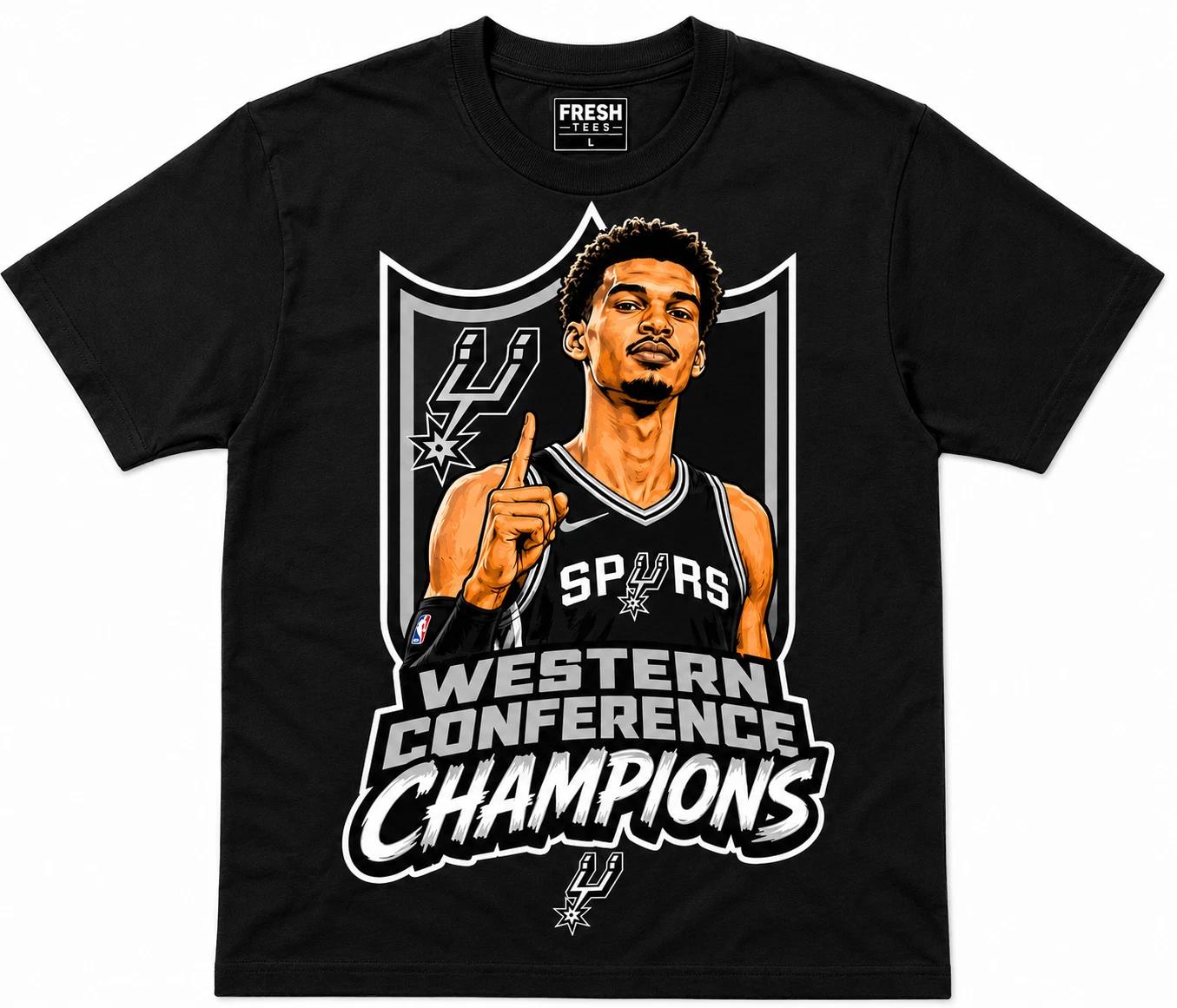 Victor Wembanyama Spurs Western Conference Champions  Black  Tee XXXXL