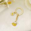 Mini Garden Key Chains Cartoon Metal Enamel Pendant Creative Bee Flower Key Ring  Jewelry Gifts