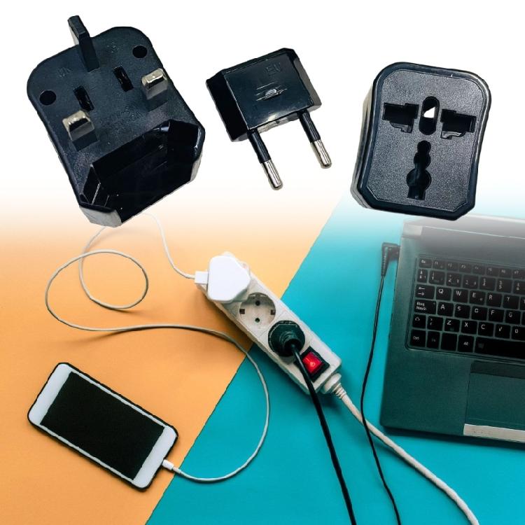 Mezinárodní adaptéry do zásuvky 3 ks Univerzální design pro zařízení z USA, Evropy, Velké Británie Snadná instalace