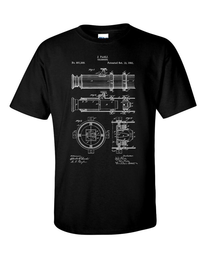Telescope 1891 Patent Blueprint Astronomy TShirt 2XL