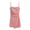 Trendy Women's High-Waisted Pleated Slim-Fit Open-Back Irregular Casual Sling Dress