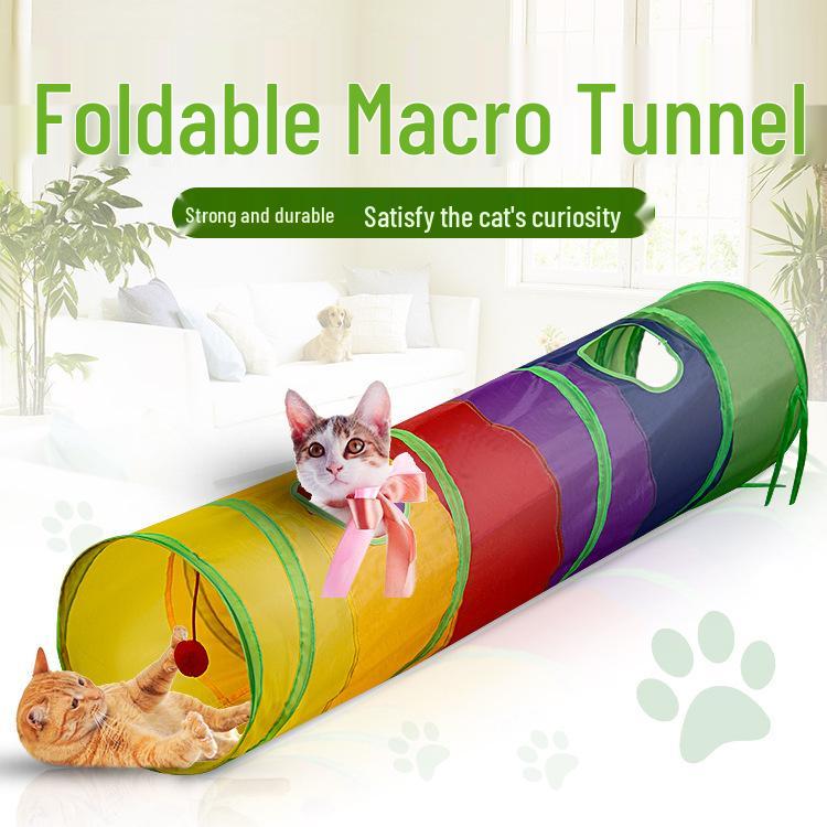 

Three-Channel Rainbow Cat Tunnel: Foldable, Fun, and Durable Crawling Tube