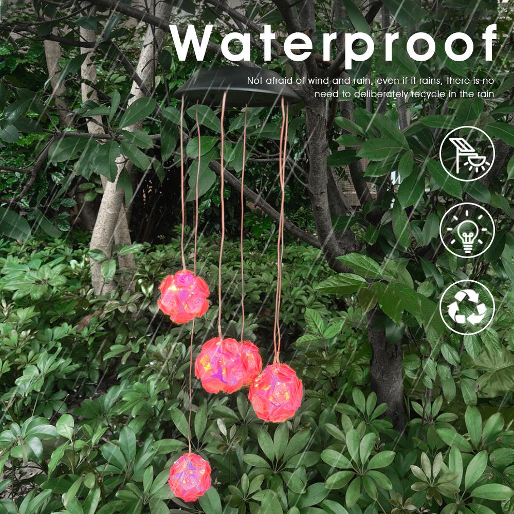 Solar Laser Wind Chime Lights Solar Powered Disco Ball Lamp Landscape Courtyard Lights Waterproof Outdoor Decorative Lamp