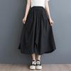 Women's Hepburn Style Plaid Midi Skirt - Three-Piece Dark Irregular A-line for Summer