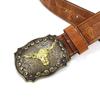 Bull Pattern Mens Western Cowboy Belt PU Leather Waist Belt Fashion Waistband  Mens