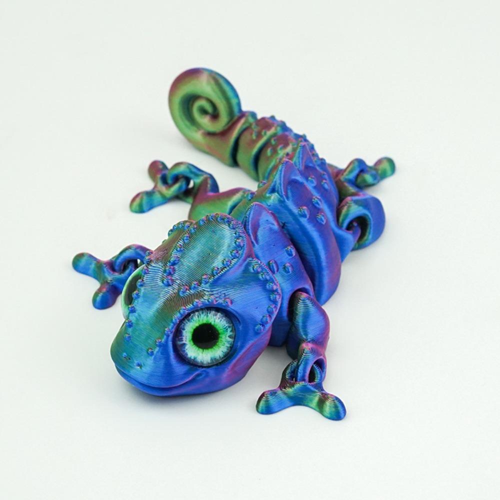 Multi-jointed 3D Printed Chameleon Model PLA Fine-tailed Chameleon Doll  Desktop Decoration