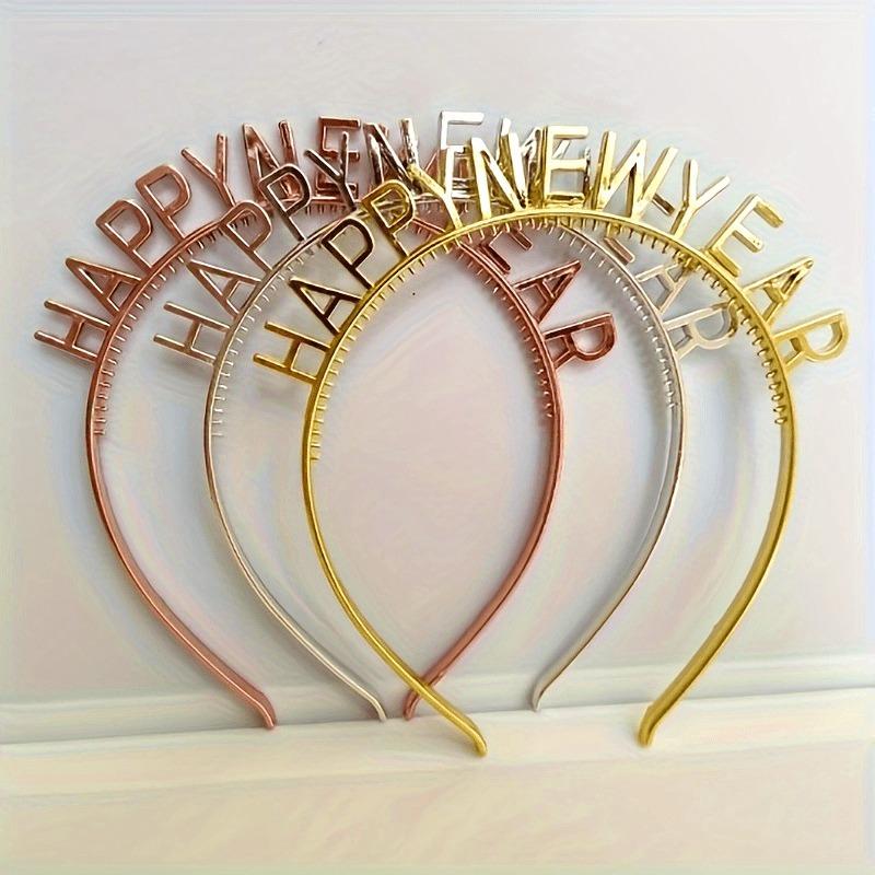 Happy New Year Headbands Letter New Year Eve Hair Hoop Party Headwear for Women, New Year Celebration Photo Prop Festival Decor