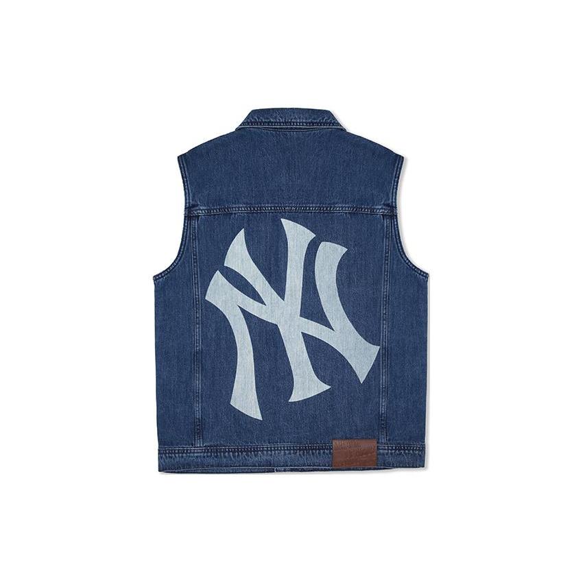 MLB New York Yankees Vests Unisex Indigo Lapel Moderate Denim 3AVTB0141-50INS XL