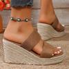 Hemp Rope Bottom Slope Heel with Slippers Large Size Women's Waterproof Table Heightened Thick Bottom Cool Slippers Beach Slippers