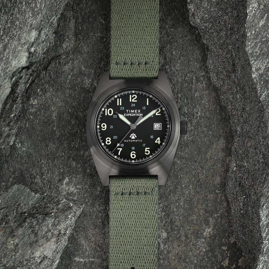 TIMEX Expedition TW2Y39800 Automatic Watch, 10 ATM Water Resistant, Sapphire Glass, Black Dial, Stainless Steel