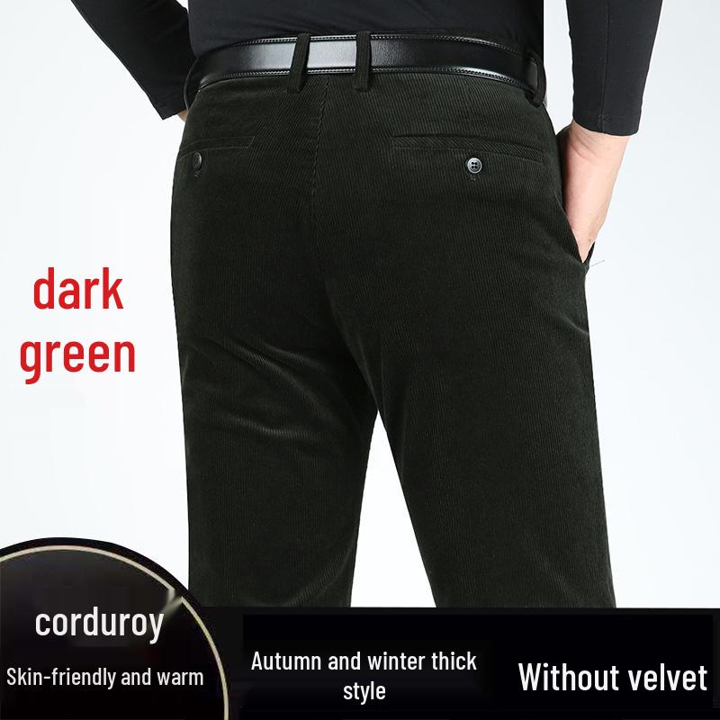 Men's Loose Straight-Leg Corduroy Pants - Pure Cotton Casual Wear for Autumn/Winter