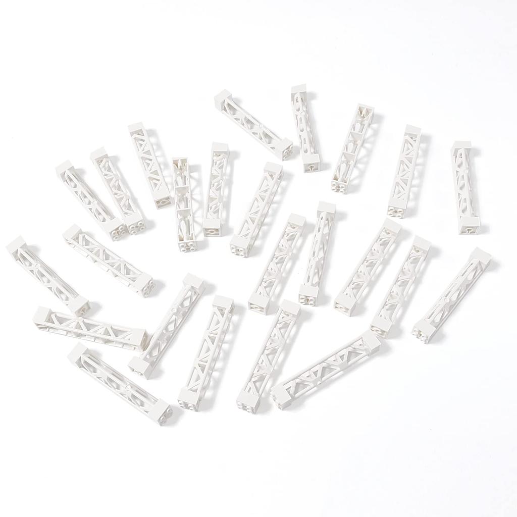 INIBUD Classic Blocks, Compatible with Base Plates and Roofs, White Triangular Pillars (24 pieces)