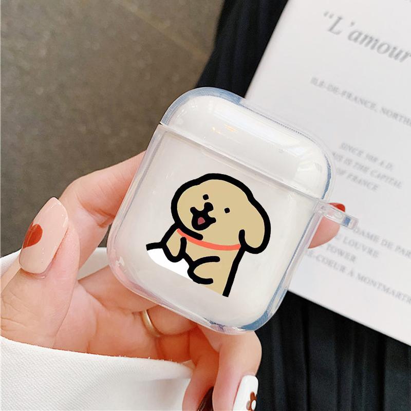 Earphone Case for AirPods 4 Pro3 Transparent Dog Puppy Cases for AirPods Pro2 3 4 1/2 Soft Silicone Protective Cover Box Cover