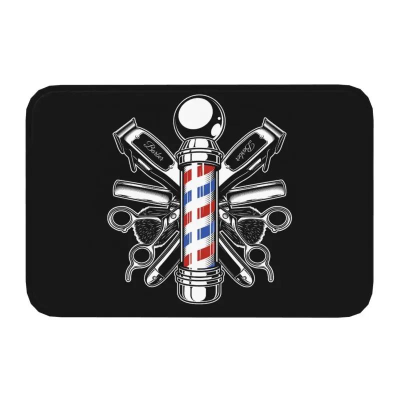Retro Best Barber Distressed Logo Front Floor Door Entrance Mat Indoor Hairdresser Hairstylist Kitchen Bath Doormat Carpet Rug