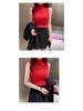 Stylish Shiny Silk Half-High Collar Sleeveless Slim Fit Top
