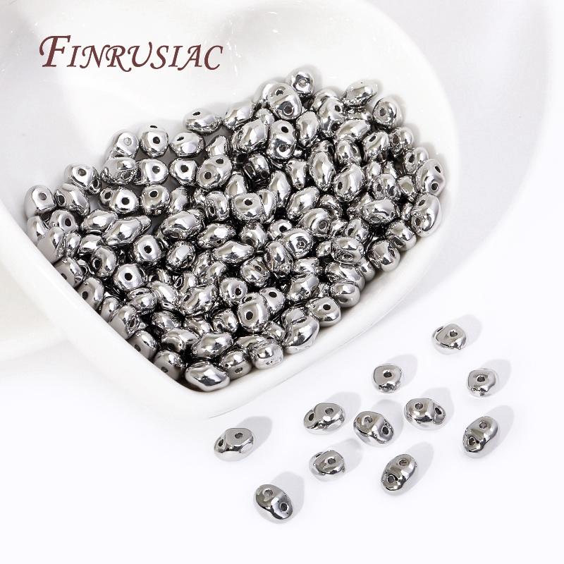 Wholesale Bulk Beads 18K Gold Plated 2 Holes Bracelet Beads Brass Matel Pig Nose Spacer Beads DIY Jewelry Making Supplies