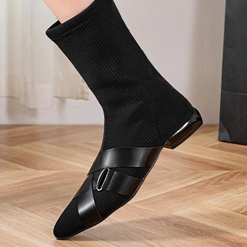 Women Ankle Boots Pointed Toe Heeled Boots Designer Dress Elegant Pumps Winter Warm Non Slip Woman Botas 2025 Zapatillas Female