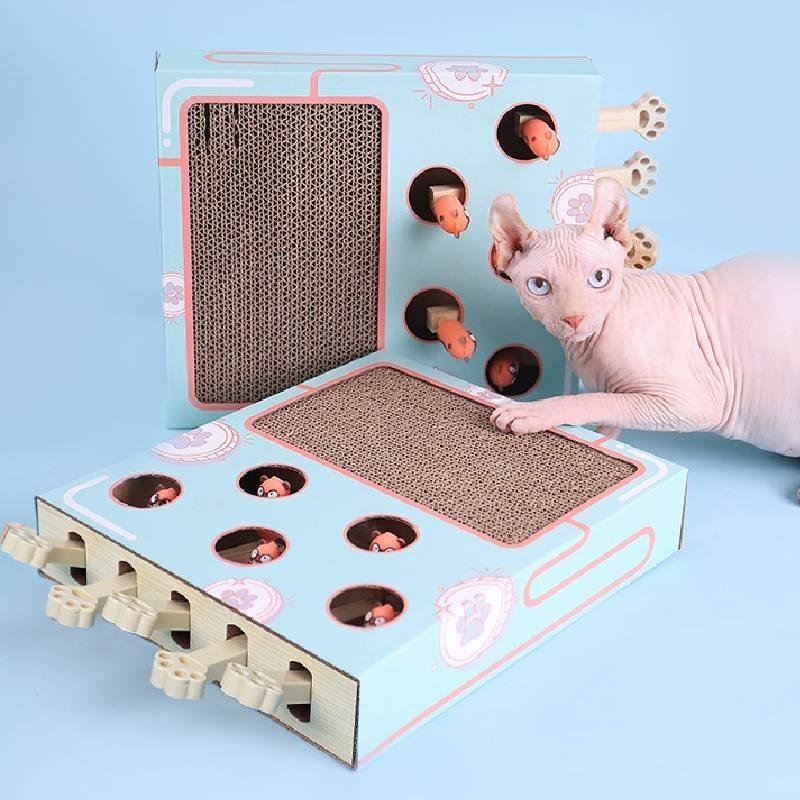 Five-hole Whack-a-mole Corrugated Cat Scratcher Multifunctional Toy For Cats And Kittens Wood And Corrugated Paper