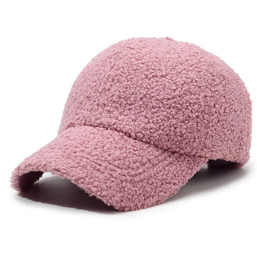 Warm Outdoor Dad Hat Artificial Lamb Wool Autumn Winter Hat Plush Baseball Cap  for Women & Men